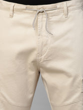 Genips Men's Cream  Cotton Stretch Bahamas Cargo Fit Solid Cargo